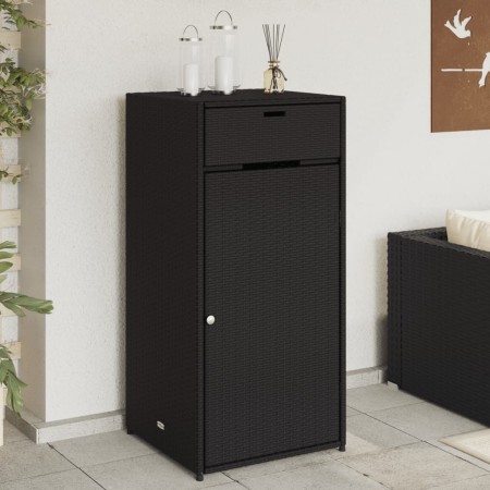 Armario de almacenaje de jardín ratán PE negro 55x55x111 cm by , Outdoor storage boxes - Ref: Foro24-365559, Price: 112,99 €,...