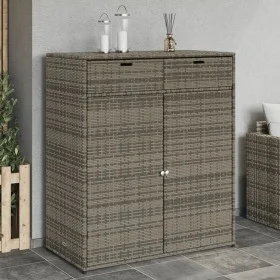 Garten-Aufbewahrungsschrank aus grauem PE-Rattan 105x55x113 cm. von , Aufbewahrungsboxen für den Außenbereich - Ref: Foro24-3...