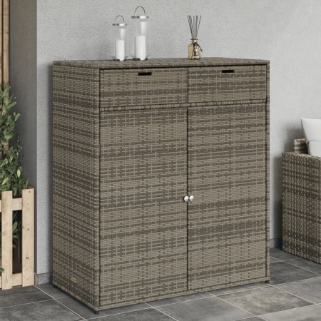 Garten-Aufbewahrungsschrank aus grauem PE-Rattan 105x55x113 cm. von , Aufbewahrungsboxen für den Außenbereich - Ref: Foro24-3...