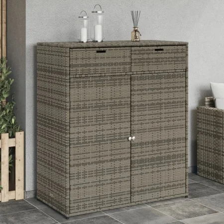 Garten-Aufbewahrungsschrank aus grauem PE-Rattan 105x55x113 cm. von , Aufbewahrungsboxen für den Außenbereich - Ref: Foro24-3...