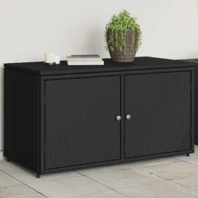 Garten-Aufbewahrungsschrank aus schwarzem PE-Rattan 110x55x60,5 cm von , Aufbewahrungsboxen für den Außenbereich - Ref: Foro2...