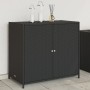 Armario de almacenaje de jardín ratán PE negro 83x45x76 cm