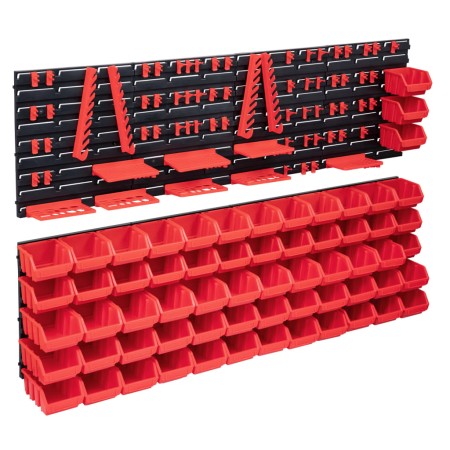 Aufbewahrungsbox-Set, 141 Stück, rot/schwarze Wandpaneele von , Werkzeugschränke - Ref: Foro24-150814, Preis: 87,41 €, Rabatt: %