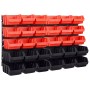 Kit de cajas de almacenaje 32 pzas paneles de pared rojo/negro