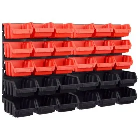 Storage box kit 32 pcs red/black wall panels by , Tool cabinets - Ref: Foro24-146281, Price: 37,26 €, Discount: %