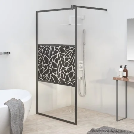 Frosted glass shower screen with black stone design 115x195 cm by , Shower walls and screens - Ref: Foro24-151883, Price: 176...