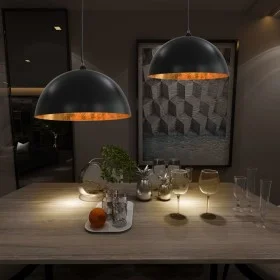 Deckenlampen 2 Stück schwarz und gold halbkugelförmig 50 cm E27 von vidaXL, Lampen - Ref: Foro24-50877, Preis: 154,82 €, Raba...