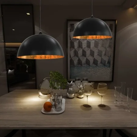 Deckenlampen 2 Stück schwarz und gold halbkugelförmig 50 cm E27 von vidaXL, Lampen - Ref: Foro24-50877, Preis: 154,82 €, Raba...