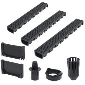 3 plastic drainage channels, 3 meters each by , Drains - Ref: Foro24-142878, Price: 67,74 €, Discount: %