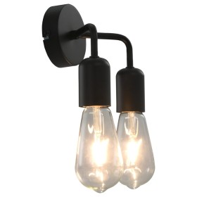 Lámpara de pared con bombillas de filamento 2 W negro E27