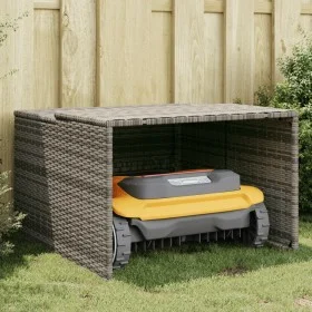 Gray synthetic rattan lawnmower robot shed 86x90x52/57cm by , Lawn Mower Covers - Ref: Foro24-365406, Price: 100,97 €, Discou...