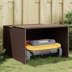 Synthetic brown rattan robot lawnmower shed 86x90x52/57 cm by , Lawn Mower Covers - Ref: Foro24-365405, Price: 97,50 €, Disco...