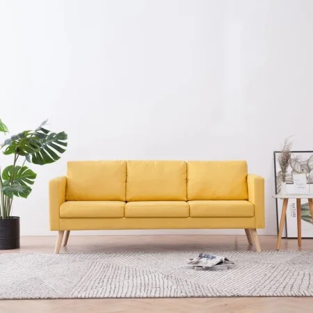 Sofá de 3 plazas de tela amarillo by vidaXL, Sofas - Ref: Foro24-281362, Price: 404,02 €, Discount: %