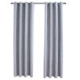 Cortinas opacas con anillas de metal 2 piezas gris 140x225 cm