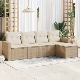 Garden sofa set with cushions 5 pieces beige synthetic rattan by , Garden sets - Ref: Foro24-3218878, Price: 312,98 €, Discou...