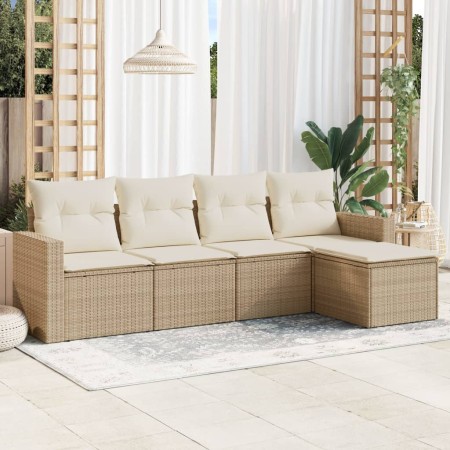 Gartensofa-Set mit Kissen, 5-teilig, beiges synthetisches Rattan von , Gartensets - Ref: Foro24-3218878, Preis: 312,98 €, Rab...