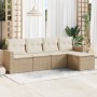 Gartensofa-Set mit Kissen, 5-teilig, beiges synthetisches Rattan von , Gartensets - Ref: Foro24-3218878, Preis: 312,98 €, Rab...