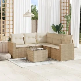 Garden sofa set with cushions 6 pieces beige synthetic rattan by , Garden sets - Ref: Foro24-3218948, Price: 426,83 €, Discou...