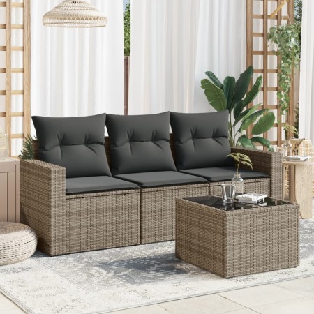 4-piece garden sofa set and gray synthetic rattan cushions by , Modular outdoor sofas - Ref: Foro24-3251007, Price: 262,24 €,...