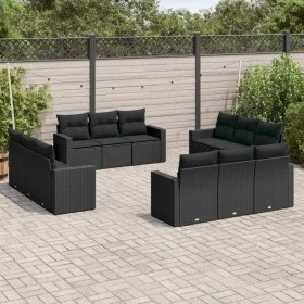 Garden sofa set 12 pieces with black synthetic rattan cushions by , Modular outdoor sofas - Ref: Foro24-3251102, Price: 967,4...