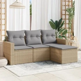 Garden sofa set with cushions 4 pieces beige synthetic rattan by , Modular outdoor sofas - Ref: Foro24-3251206, Price: 299,57...