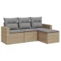 Garden sofa set with cushions 4 pieces beige synthetic rattan by , Modular outdoor sofas - Ref: Foro24-3251206, Price: 299,57...