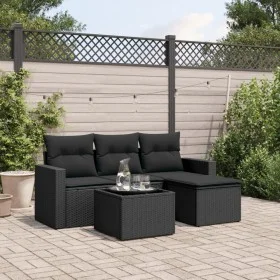 5-piece garden furniture set with black synthetic rattan cushions by , Modular outdoor sofas - Ref: Foro24-3251212, Price: 33...