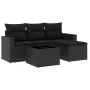 Set de muebles de jardín 5 pzas y cojines ratán sintético negro de , Sofás modulares de exterior - Ref: Foro24-3251212, Preci...