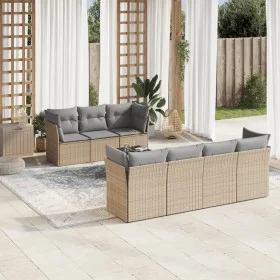 Garden sofa set with beige cushions, 8 pieces, PE rattan. by , Garden sets - Ref: Foro24-3249118, Price: 509,07 €, Discount: %