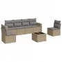 7-teiliges Gartensofa-Set und beigefarbene synthetische Rattankissen von , Modulare Sofas für den Außenbereich - Ref: Foro24-...