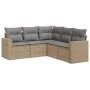 Garden sofa set with cushions 5 pieces beige synthetic rattan by , Modular outdoor sofas - Ref: Foro24-3251286, Price: 388,28...