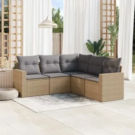 Juego de sofás jardín con cojines 5 pzas ratán sintético beige by , Garden sets - Ref: Foro24-3218939, Price: 331,84 €, Disco...