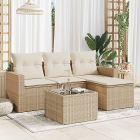 Gartensofa-Set mit 5-teiligen Kissen aus synthetischem Rattan in Beige. von , Gartensets - Ref: Foro24-3218868, Preis: 306,81...