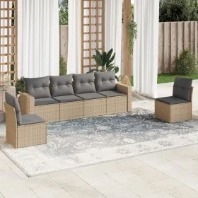 Juego de sofás jardín con cojines 6 pzas ratán sintético beige by , Modular outdoor sofas - Ref: Foro24-3251146, Price: 394,1...