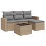 Juego de sofás jardín con cojines 5 pzas ratán sintético beige by , Modular outdoor sofas - Ref: Foro24-3251216, Price: 350,2...