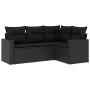 Juego de sofás jardín 4 pzas con cojines ratán sintético negro by , Modular outdoor sofas - Ref: Foro24-3251242, Price: 311,2...