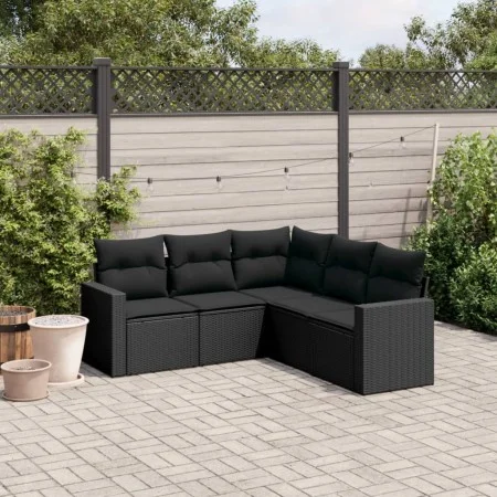 Set de muebles de jardín 5 pzas y cojines ratán sintético negro by , Modular outdoor sofas - Ref: Foro24-3251282, Price: 366,...