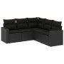 Gartenmöbel-Set, 5-teilig, mit schwarzen Polstern aus synthetischem Rattan. von , Modulare Sofas für den Außenbereich - Ref: ...