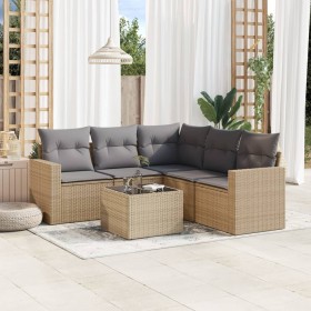 Juego de sofás jardín con cojines 6 pzas ratán sintético beige by , Modular outdoor sofas - Ref: Foro24-3251296, Price: 431,5...