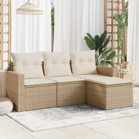Garden sofa set with cushions 4 pieces beige synthetic rattan by , Garden sets - Ref: Foro24-3218858, Price: 271,06 €, Discou...