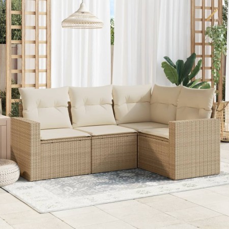 Garden sofa set with cushions 4 pieces beige synthetic rattan by , Garden sets - Ref: Foro24-3218898, Price: 300,47 €, Discou...