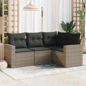 4-piece garden sofa set and gray synthetic rattan cushions by , Garden sets - Ref: Foro24-3218900, Price: 266,14 €, Discount: %