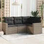 4-piece garden sofa set and gray synthetic rattan cushions by , Garden sets - Ref: Foro24-3218900, Price: 266,13 €, Discount: %