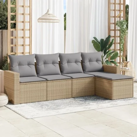 Garden sofa set with cushions 5 pieces beige synthetic rattan by , Garden sets - Ref: Foro24-3218879, Price: 294,20 €, Discou...