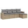 Garden sofa set with cushions 5 pieces beige synthetic rattan by , Garden sets - Ref: Foro24-3218879, Price: 294,20 €, Discou...