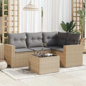 Garden sofa set with cushions 5 pieces beige synthetic rattan by , Garden sets - Ref: Foro24-3218909, Price: 329,10 €, Discou...