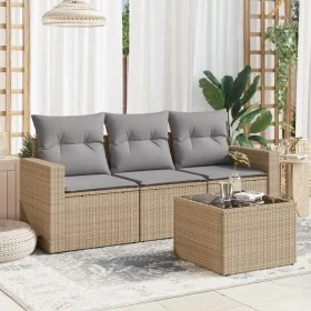 Garden sofa set with cushions 4 pieces beige synthetic rattan by , Modular outdoor sofas - Ref: Foro24-3251006, Price: 301,11...