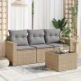 Garden sofa set with cushions 4 pieces beige synthetic rattan by , Modular outdoor sofas - Ref: Foro24-3251006, Price: 301,11...