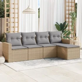 Garden sofa set with cushions 5 pieces beige synthetic rattan by , Modular outdoor sofas - Ref: Foro24-3251226, Price: 348,18...
