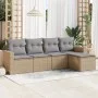 Garden sofa set with cushions 5 pieces beige synthetic rattan by , Modular outdoor sofas - Ref: Foro24-3251226, Price: 348,18...
